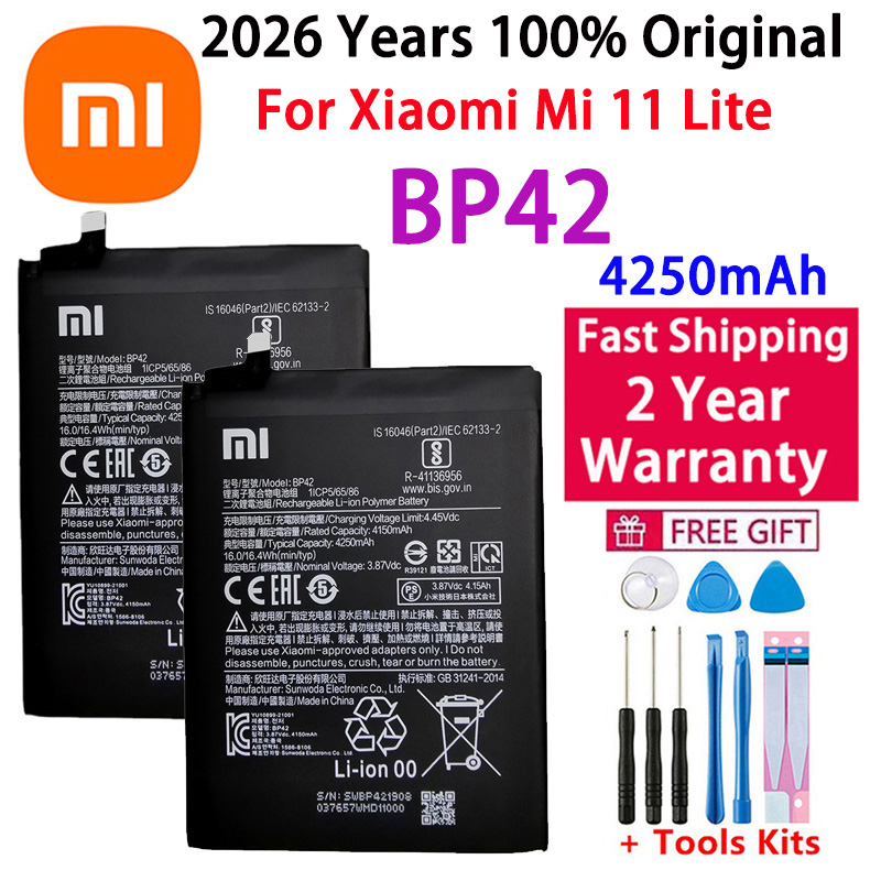 Batería Xiaomi 100% Original de 2025 años BP42 BM4X BM55 para Xiaomi Mi 11 Mi11 Lite / Mi 11 / 11 Pro / 11 Ultra batería de repuesto: Rose Gold