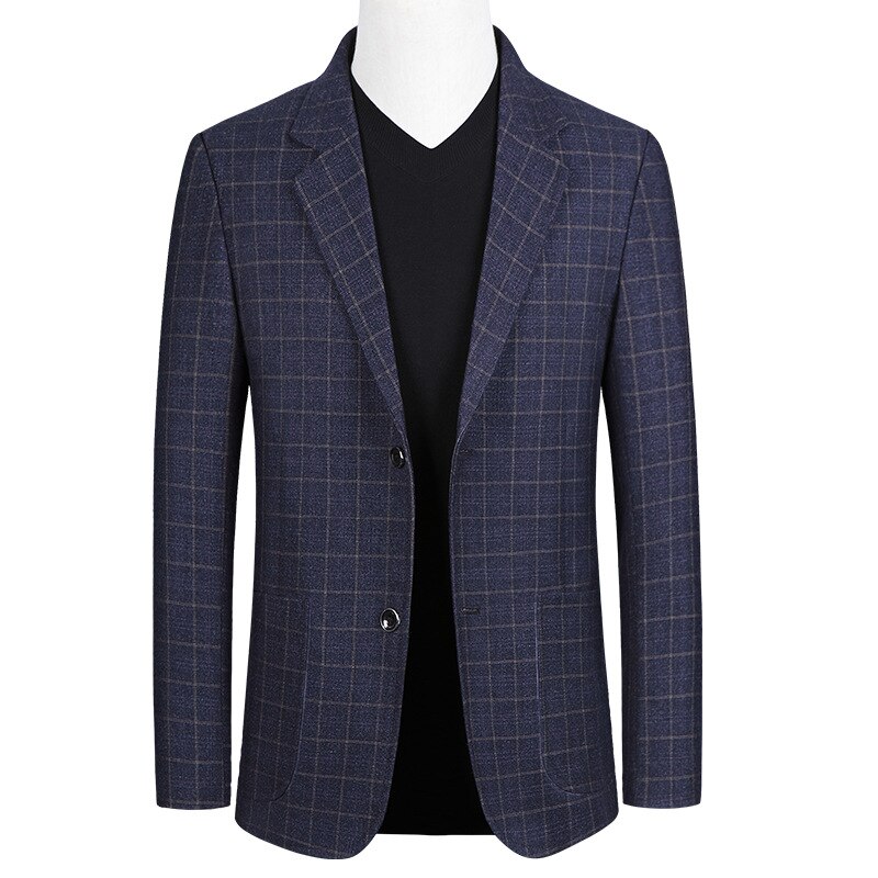 Fgkks märke män blazers vår höst herr slim fit trend vild kostymjacka ledig kavaj hane: Marin / Xxxl