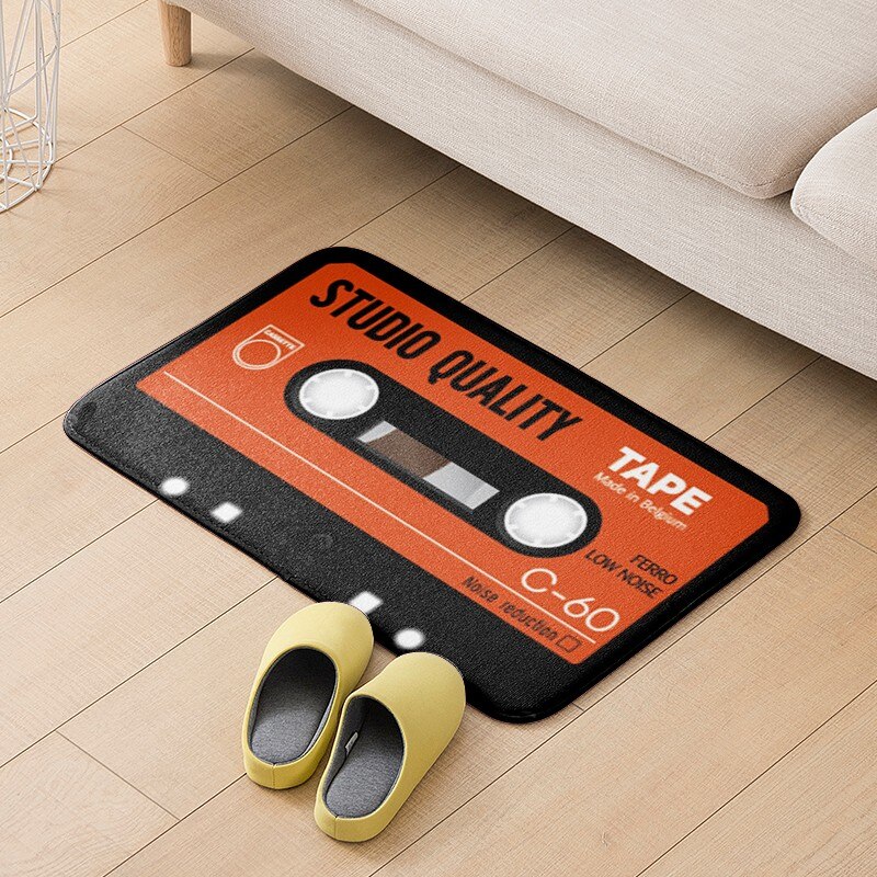Felpudo antideslizante con cinta musical para decoración de puerta, Alfombra de franela gruesa con patrón de tendencia de Hip-hop, para baño y sala de estar: style1