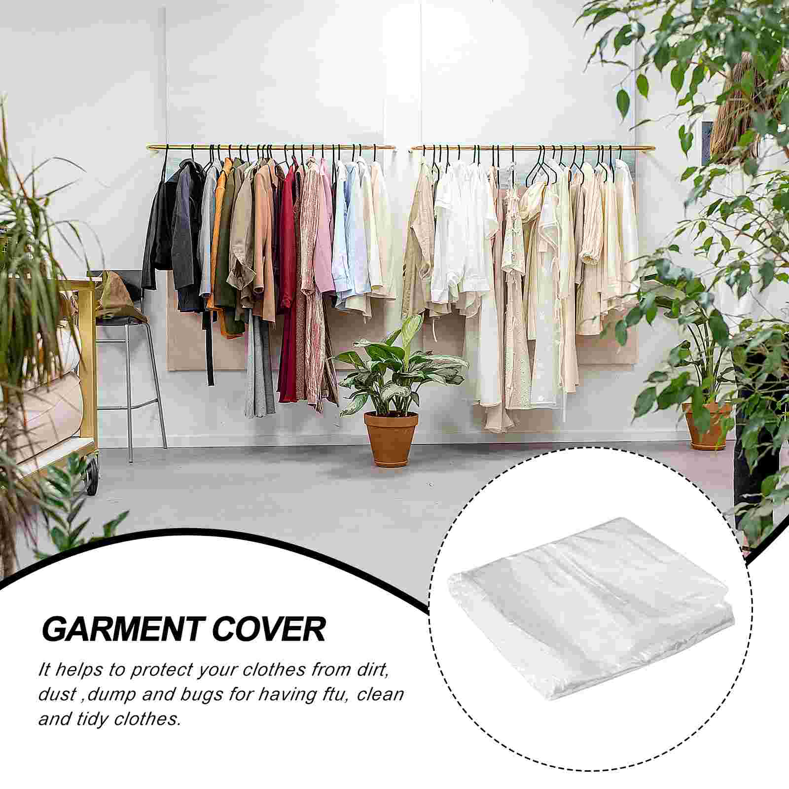 Sacs à vêtements en plastique transparent, 50 pièces 60x90cm, housse anti-poussière pour vêtements, sacs de rangement jetables pour la maison, boutique en plein air