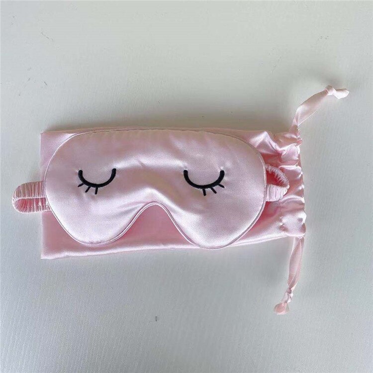 1pcs Eye Cover Silk Sleep Eye Mask Relax Sleeping Padded Shade Patch Eyemask Blindfolds Women Men Travel Sleep masks for relax: Pink