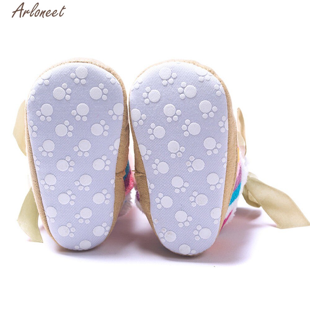 1 Pair Baby Girl Boots Baby Girl Rainbow Bowknot Soft Sole Snow Boots Soft Crib Shoes Toddler Winter Boots Bota Infantil