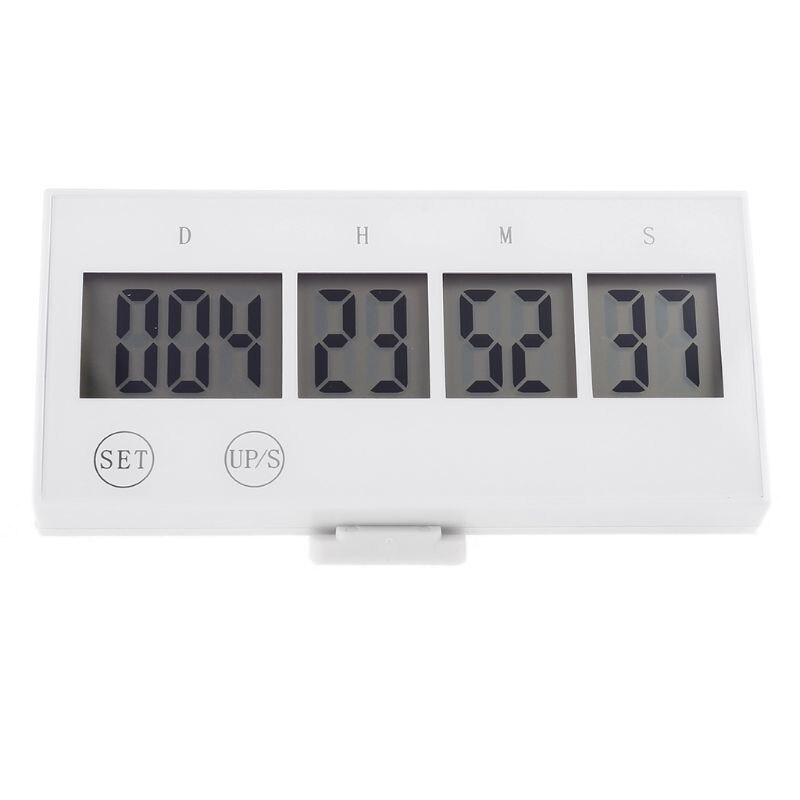 Digital timer nedtælling 999 dages ur berøringstast lcd storskærms begivenhedspåmindelse: Hvid