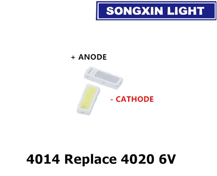 100 stuks/partij 4020 4014 smd led kralen koud wit 1w 6v 150ma voor tv/lcd achtergrondverlichting led achtergrondverlichting hoog vermogen led