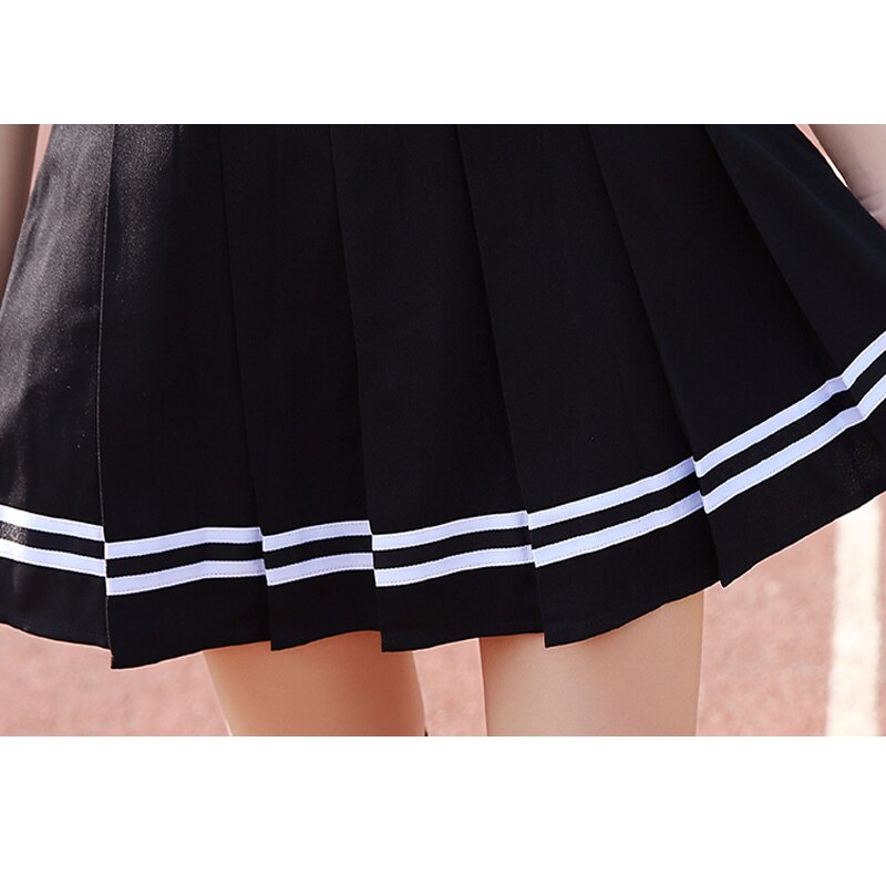 Brand LEHNO Girls Skirt Black School Uniform Students Blue Skirt A-line Sweet Strap Skirt Short Skirt