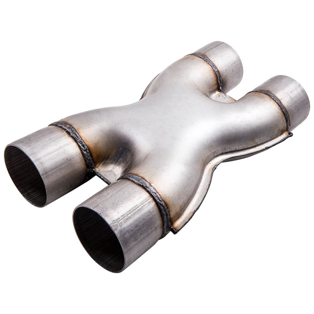 Universal Crossover X-Pipe Dual 2.5"In/Out Stainless Steel Exhaust Tip X-Pipe