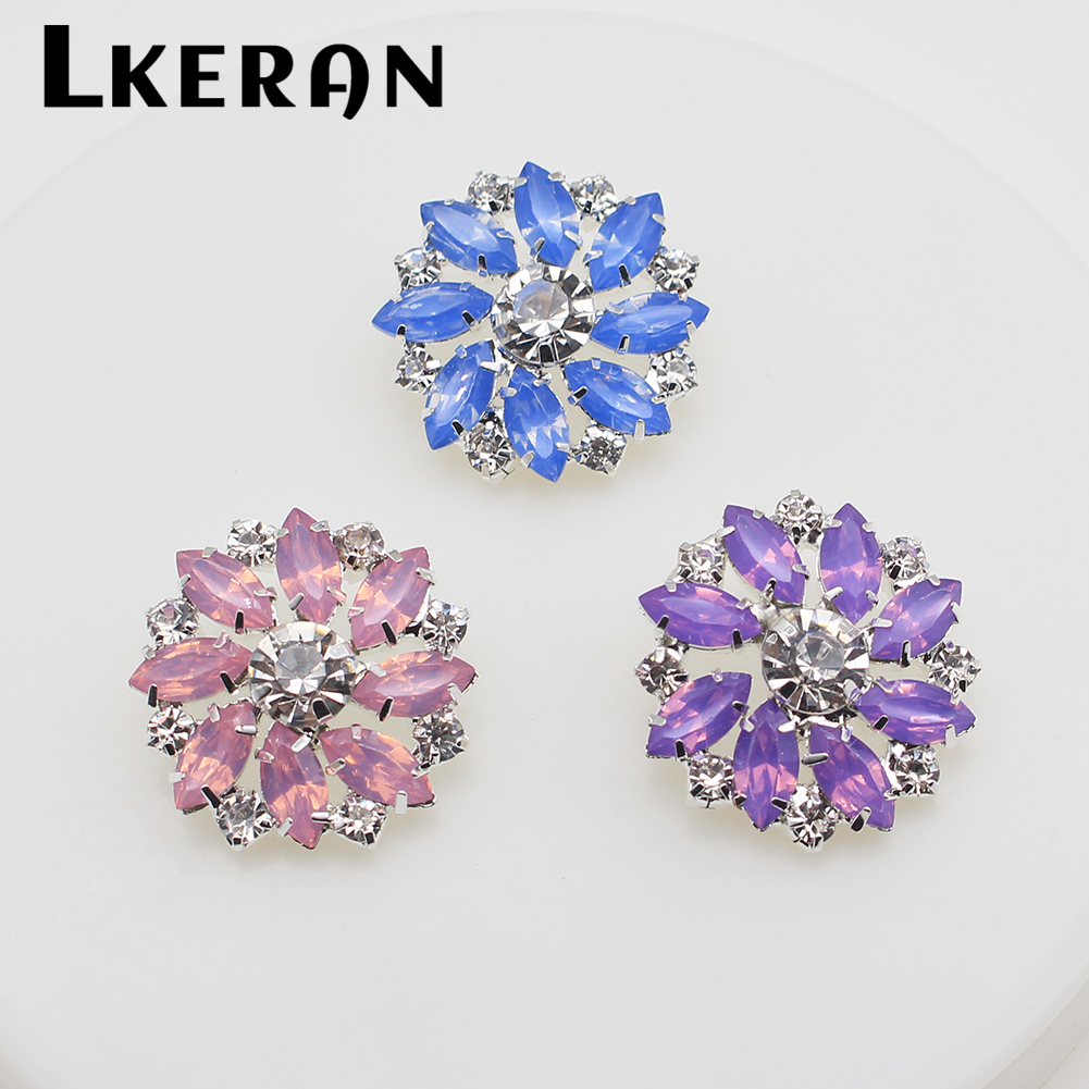 Boutons en résine de protéine cristal strass 28mm, 5 pièces, bouton à tige de fleur bricolage métal couture accessoires décoratifs pour vêtements