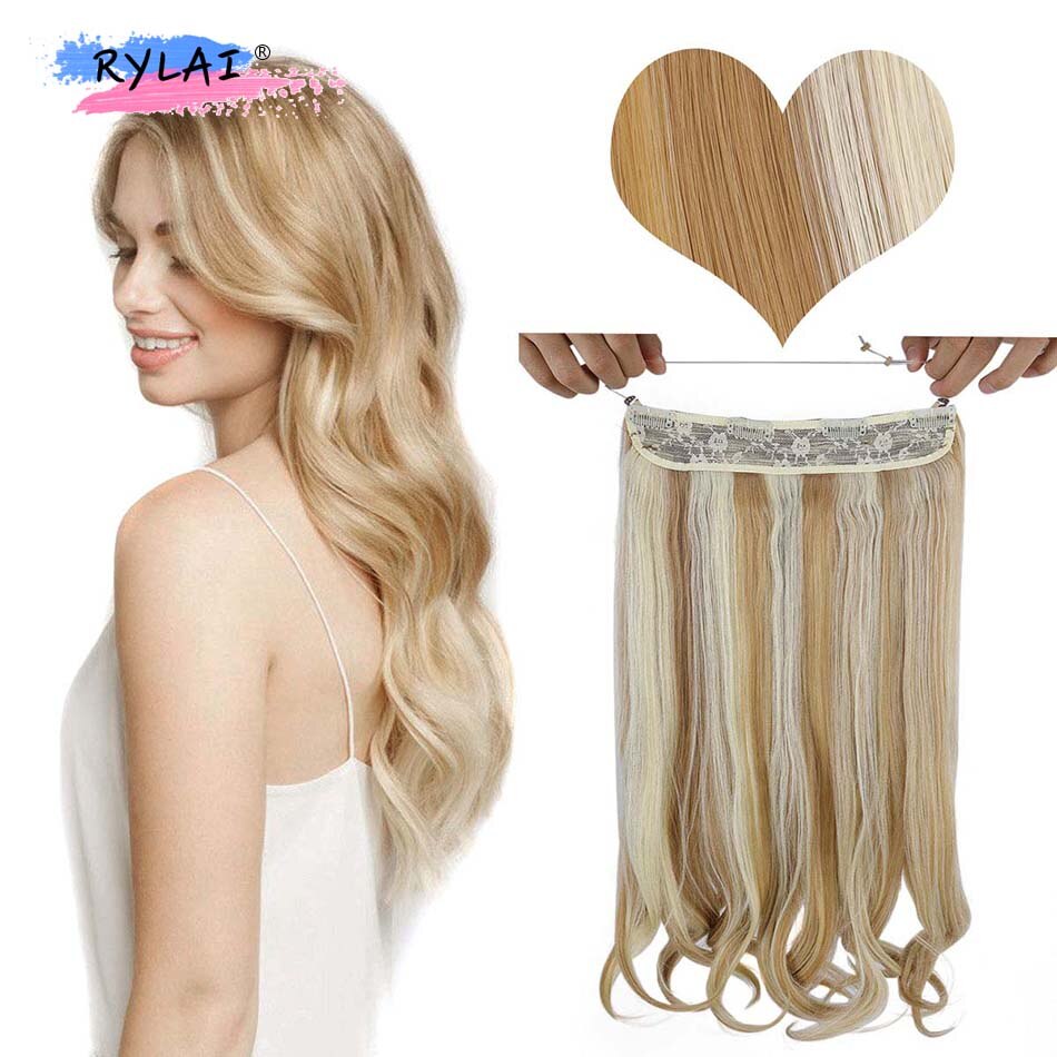 Deep Wave Clip In Hair Extensions Real Soft Thick Women Hair 24 Inch Long Curly Hair Extensions Clip In Synthetic 160 Gram RYLAI: 14inches P27 613 1