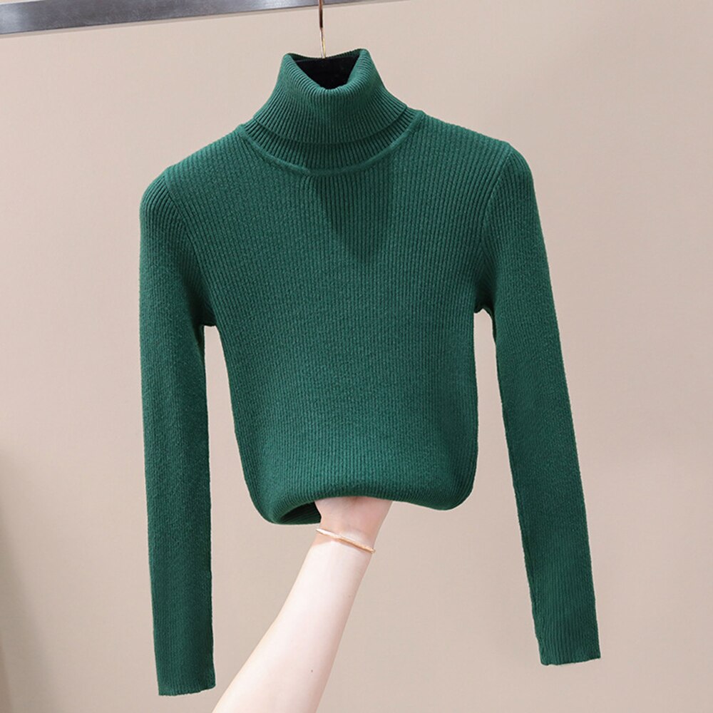 Muyogrt kvinnor baströjor höst vinter toppar slim fit dam pullover solid stickad tröja tröja mjuk varm pull femme