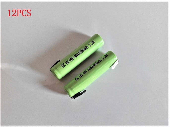 1.2V AAA rechargeable battery 1000mah 3A10440 NiMH NiMH battery with pins for Braun electric shaver razor toothbrush: 12PCS
