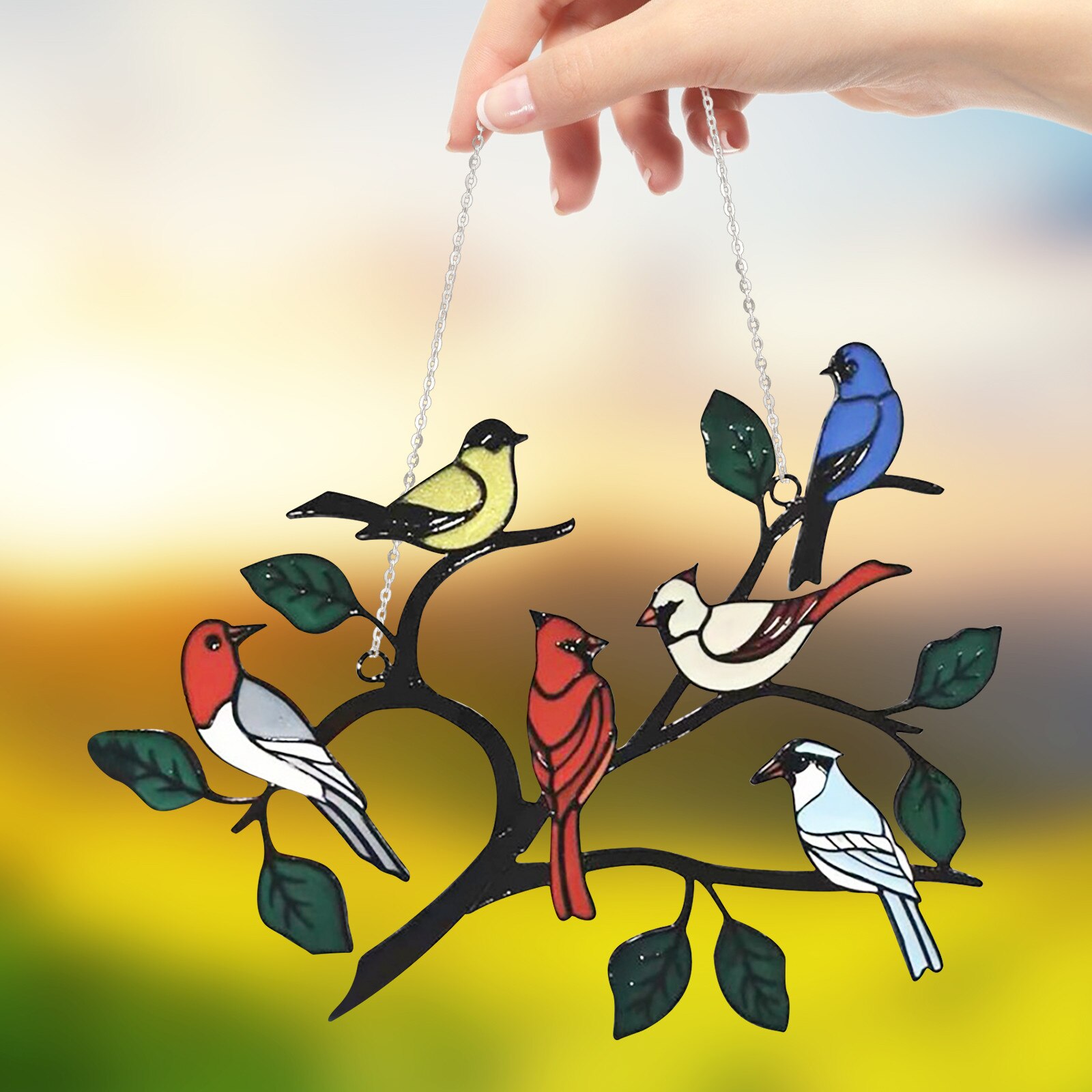 Vogel Soorten Stained Hanger Venster Opknoping Suncatcher Acryl Vogels Opknoping Decoratie Ambachten Stained Glass Window Panelen
