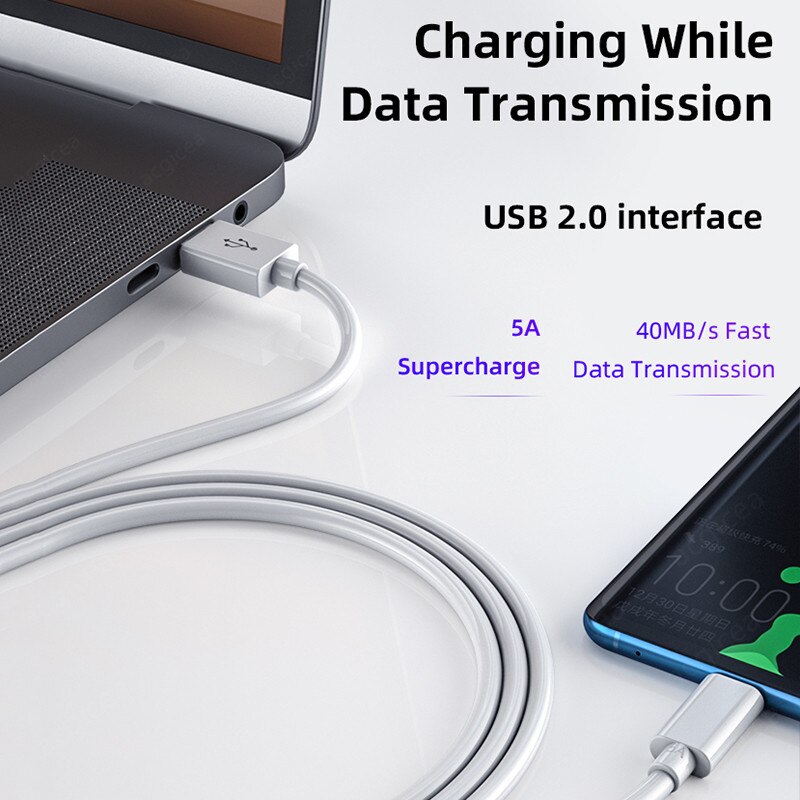 5A USB Type C Cable for Huawei P30 Mate 30 Pro Quick Charge 3.0 Cables Fast Charging for Xiaomi 9 Supercharge USB-C Charger Wire