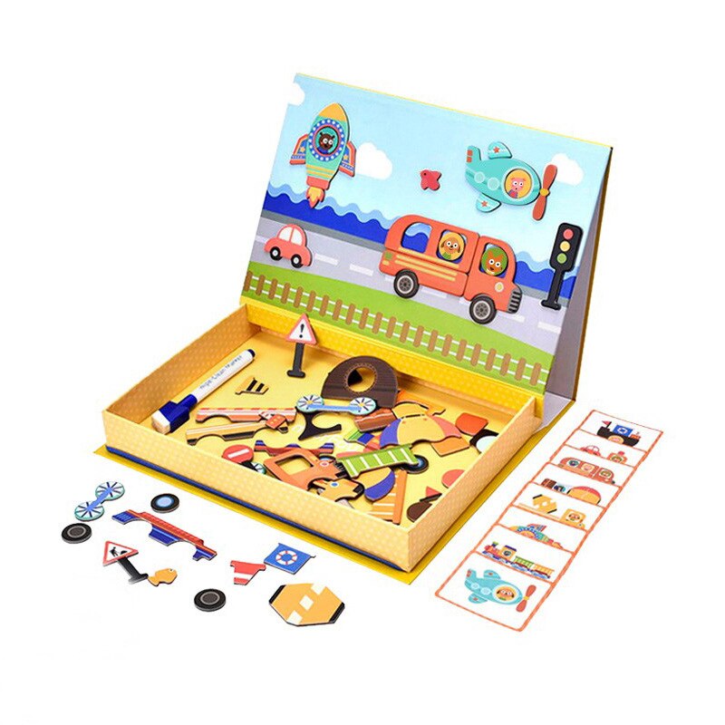 3D Magnetische Puzzel Speelgoed Cartoon Dieren Verkeer Puzzels Tangram Kids Educatief Speelgoed Voor Kinderen Kerstcadeaus Speelgoed