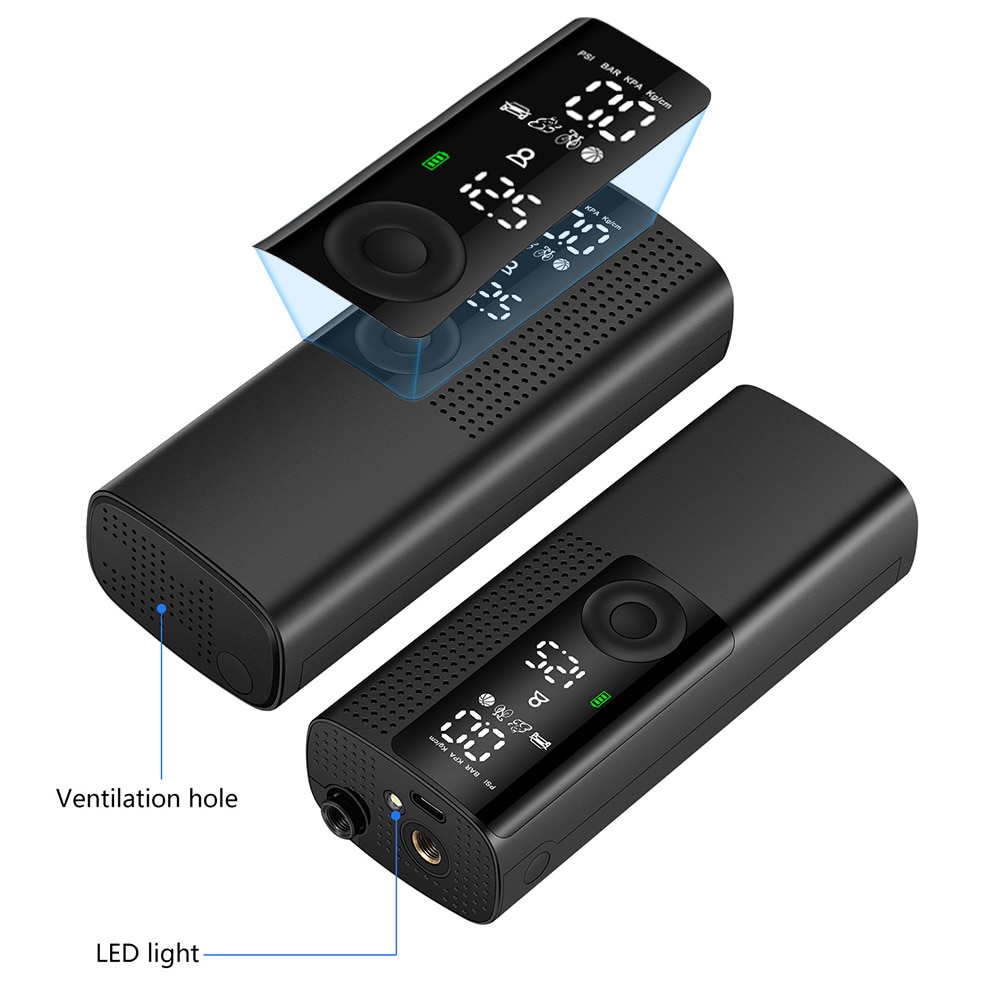 120psi Bike Mini Electric Pump Portable Smart Bicycle Motorcycle Tire Swimming Ring Digital LCD Display Wireless Air Inflator