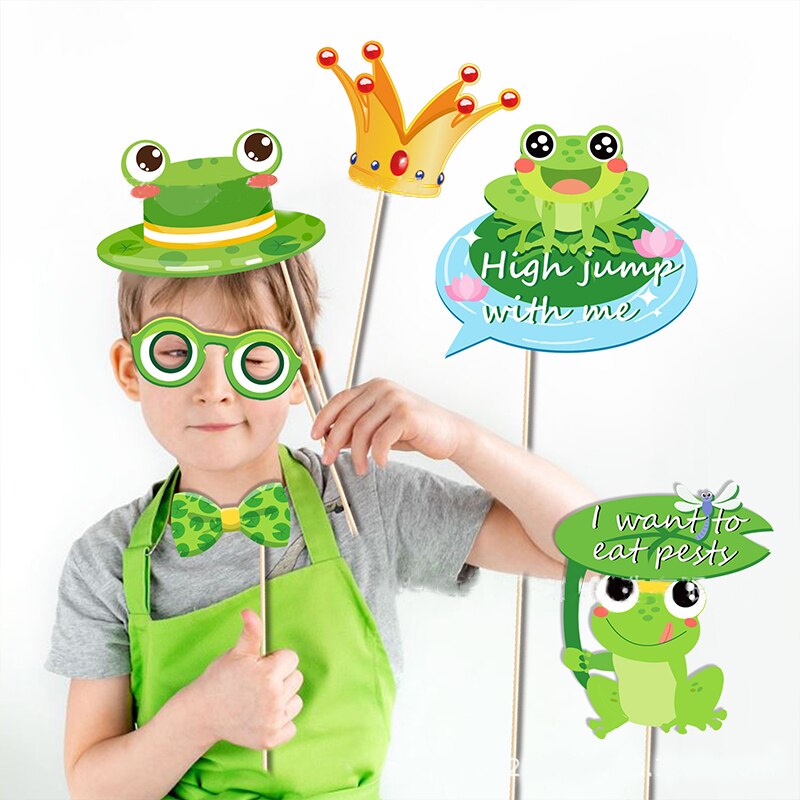 Zomer Lotusblad Kikker Cartoon Verjaardag Foto Road Groene Kikker Gelukkige Verjaardag Party Decor Kids Jongens Meisjes Camera Schieten Props