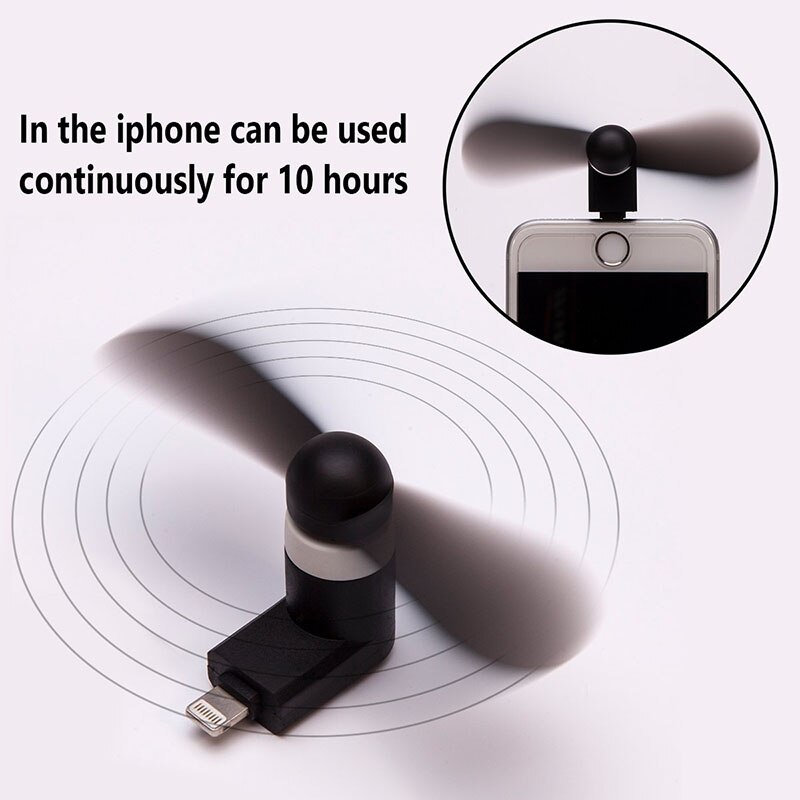 Kjøler bærbar minitelefonvifte mobiltelefonvifte til iphone vifte 5 5s 6 / 6 pluss 7 / 7 pluss 8 / 8 pluss x til ipad kjøling mobil usb