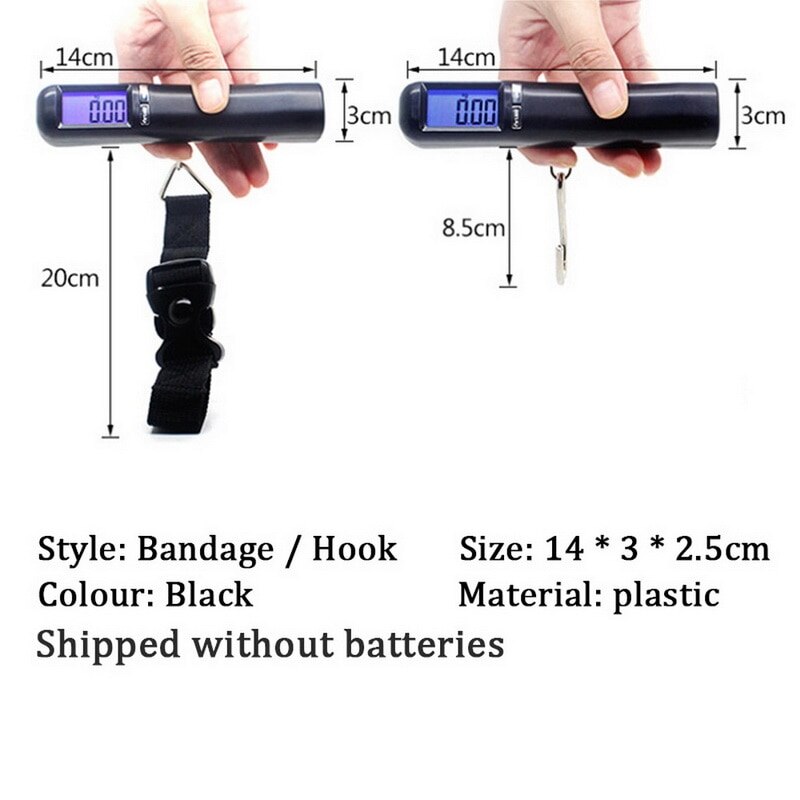 LCD Backlit Travel Portable Luggage Baggage Suitcase Bag Weight Digital Weighing Hook Up/bandage Scale No Battery