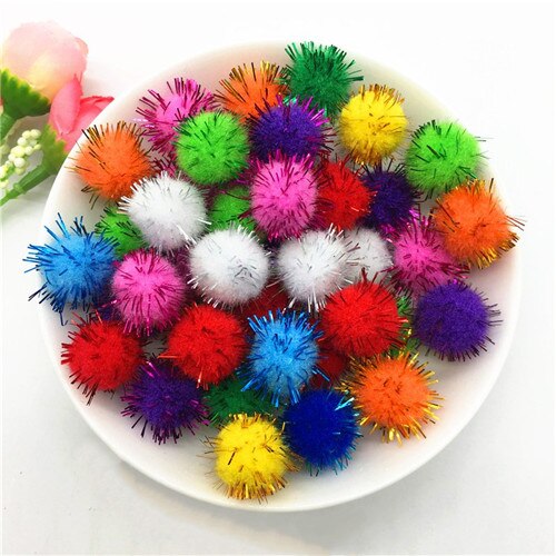 Pompom ballen glitter 10-30mm pompons vroeg leren kerst huisdecoratie handgemaakte knutselen scrapbooking pop diy 20g: Glitter 15mm