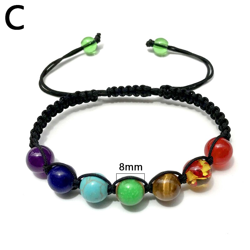 Einstellbar Armbänder Bunte Natürliche Stein Perlen Armbinde Handgemachte Geflochtene Hand Seil Armreifen Für Frauen Männer Schmuck: C