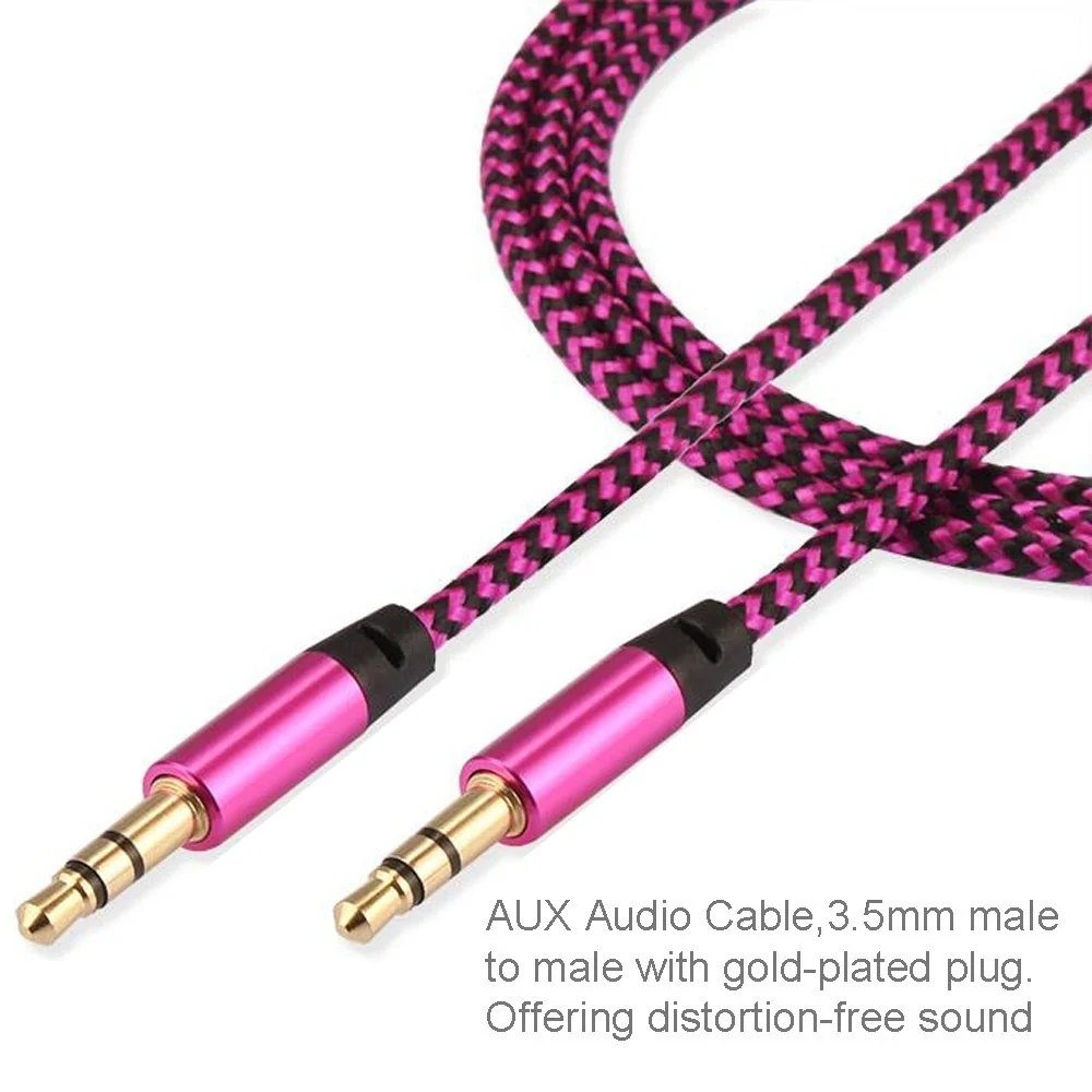 3.3ft st flätade nylonkabel, 3.5mm hane-till-hane ljudkabel för smartphone-hörlurar,  mp3 st musikkabel för spelare