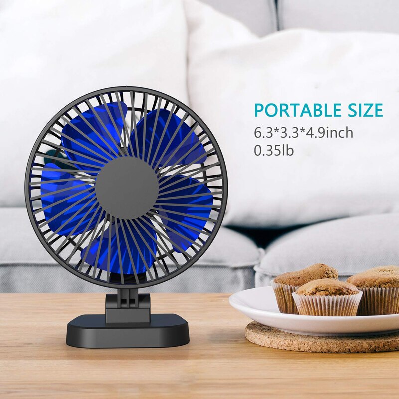 Usb Bureau Ventilator, Kleine Maar Machtige, Rustig Draagbare Ventilator Voor Desktop Kantoor Tafel, 40 ° Aanpassing Voor Betere Koeling, 3 Snelheden, Koord