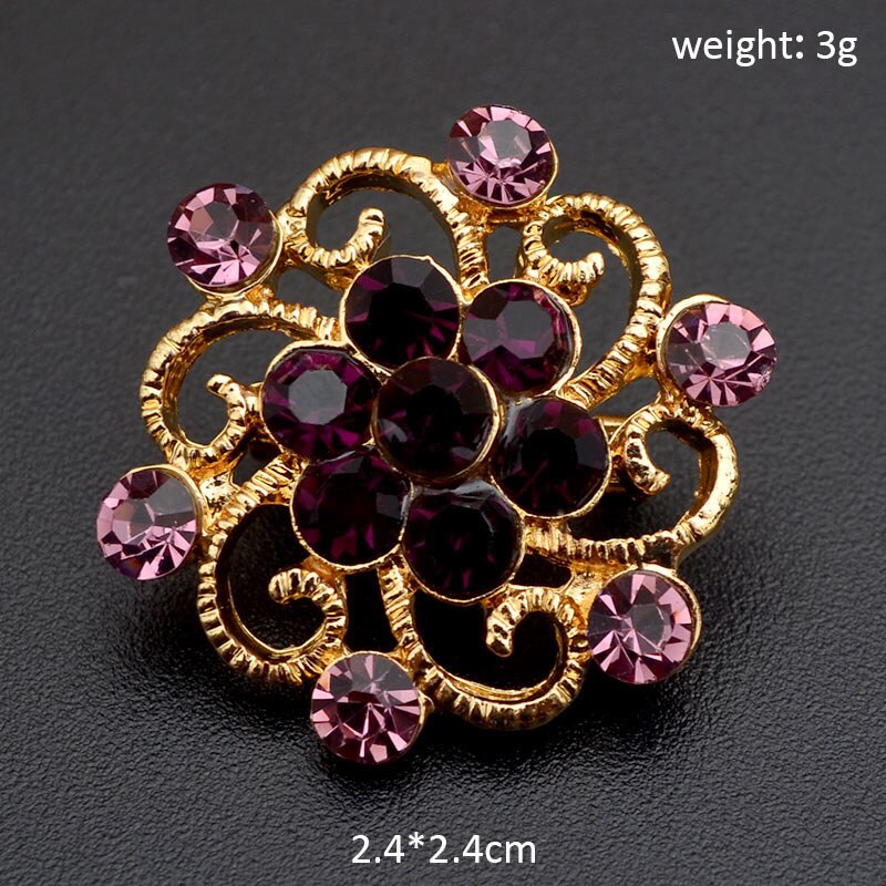 Broche Pin 25 Kleuren Vintage Kleurrijke Crystal Gold Bloemen Rhinestone Broche Pin Badge Diy Strass Accessoires Party Bruiloft: 15