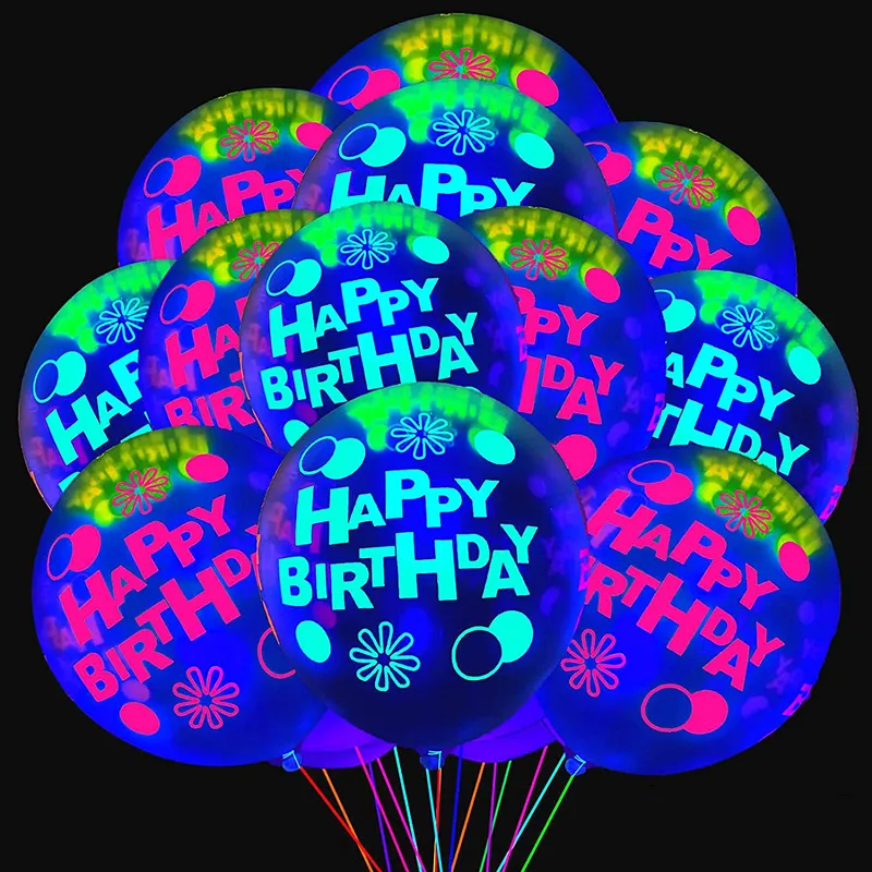 10 Uds. Globos fluorescentes de látex, globos luminosos de amor brillantes para decoraciones de de cumpleaños de boda, globos de cumpleaños