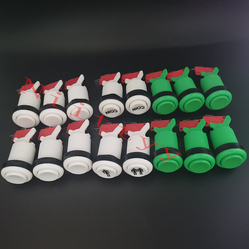 16 unids/lote 28mm feliz estilo americano estándar botones con Micro interruptor Kit DIY Arcade juego de botón de piezas de la máquina: 1