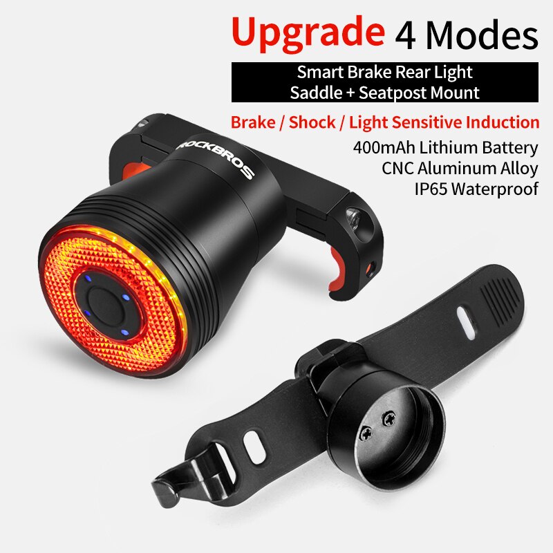 Rockbros sykkel smart auto bremsesensor lys ipx 6 vanntett led lading sykling baklykt sykkel baklys tilbehør  q5: Tl907 q 50