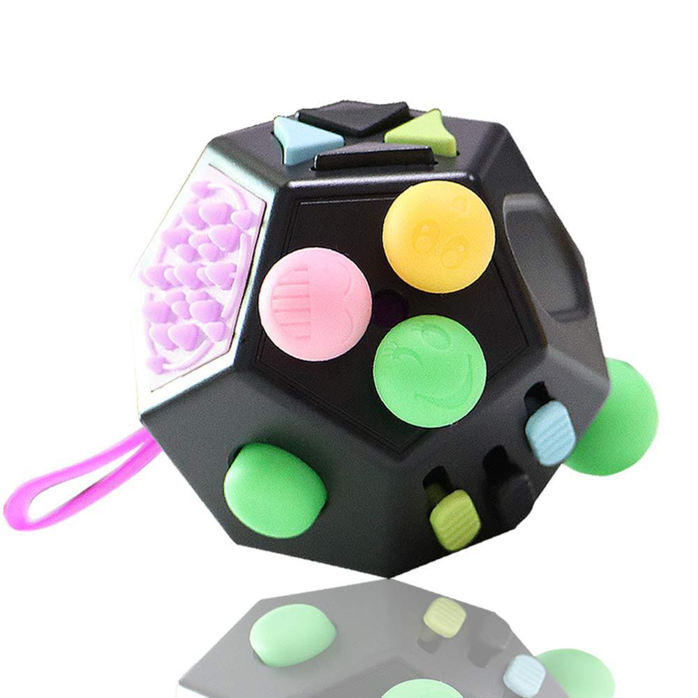 12 Sides Decompression Toy Autism Anxiety Relief Focus Kids Anti-Stress Magic Stress Fidget Toys Finger Tips Anti Irritability: green