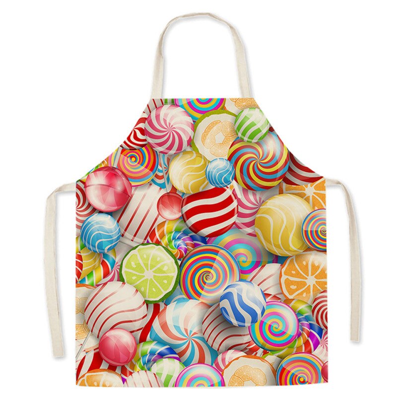 Küche Schürze für Männer Frauen Art Zitrone Nachspeisen Gedruckt Baumwolle Leinen Ärmelloses Schürzen Hause Kochen Backen Reinigung Werkzeuge: Stil 10 / 38x47cm