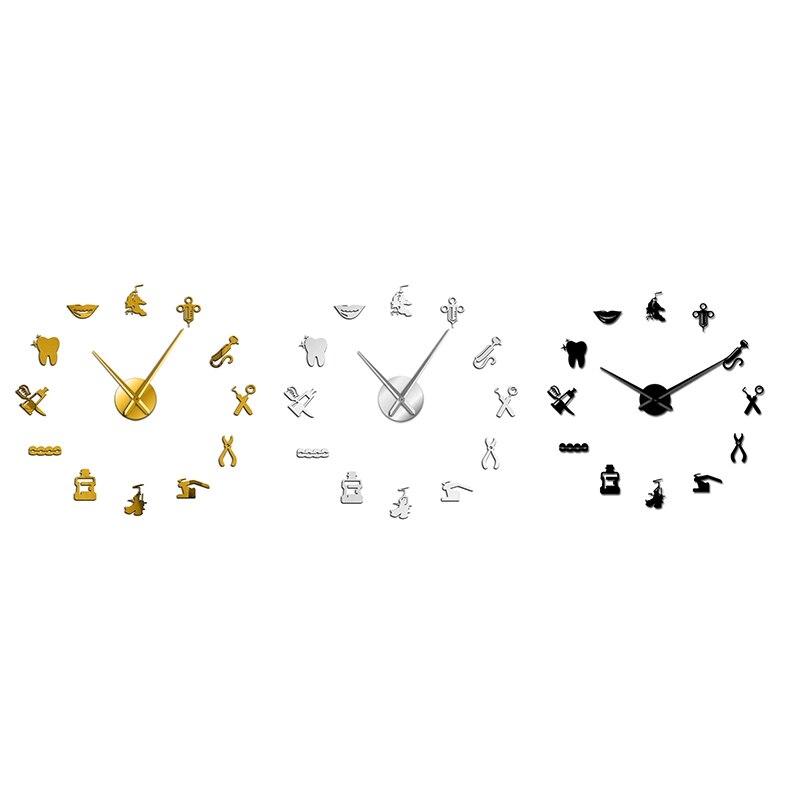 Dentist DIY Giant Wall Clock Oversized Wall Clock Big Needle Mirror Dentist Office Decor Dentist A