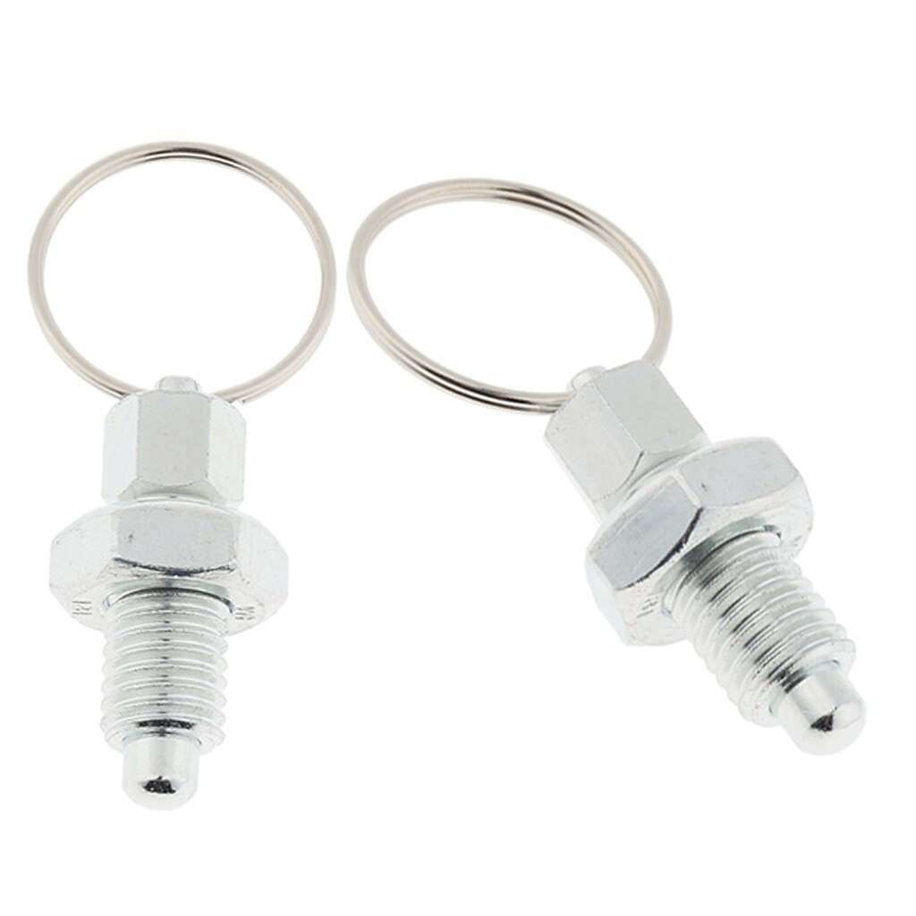 2 Pcs M12 Steel Spring Plunger Indexing Plungers with Pull Ring
