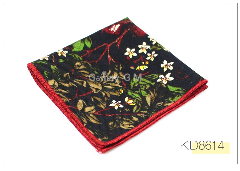 Kostymer blomtryck fyrkantig ficka 25cm*25cm bomullsnäsdukar herr brösthandduk damnäsduksnäsdukar: Kd8614