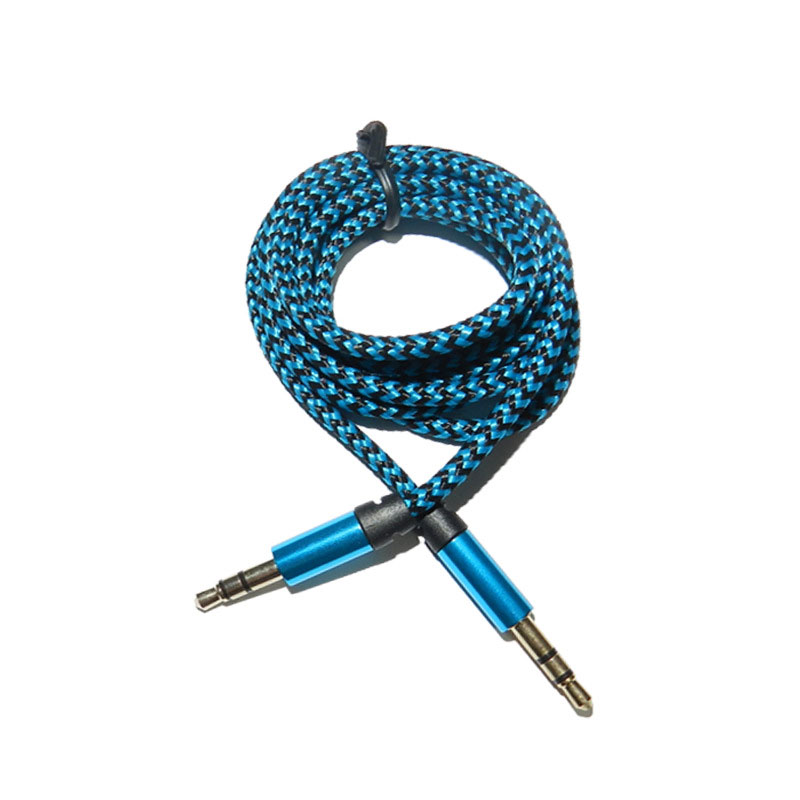 1 m Nylon Aux Kabel 3.5mm Male naar Male Jack Auto Audio Kabel Vergulde Plug Line Cord voor Iphone Xiaomi Speaker