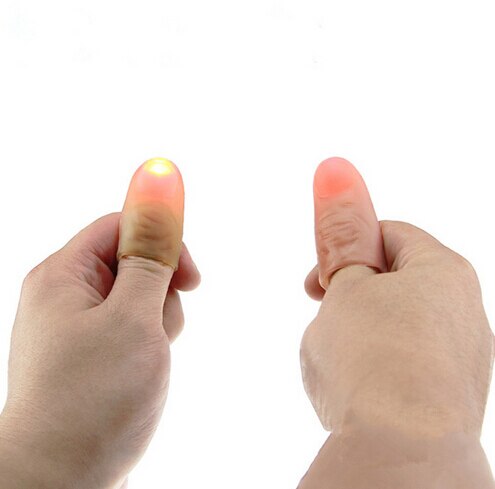 2 uds novedosos pulgares iluminados luz LED dedos destellantes accesorios para trucos de magia brillo increíble juguetes luminosos niños