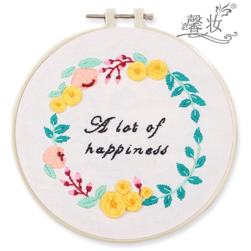 Conjunto de cintas bordadas DIY con flores de estilo europeo para principiantes, Kit de costura de cobertizo bordado, artesanía de punto de cruz, decoración cosida a mano: C