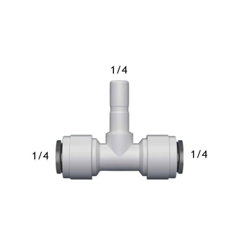 Conector de tubo de PE tipo T, rosca macho hembra, conexión rápida, manguera 1/4 3/8, filtro de agua, piezas de ósmosis inversa