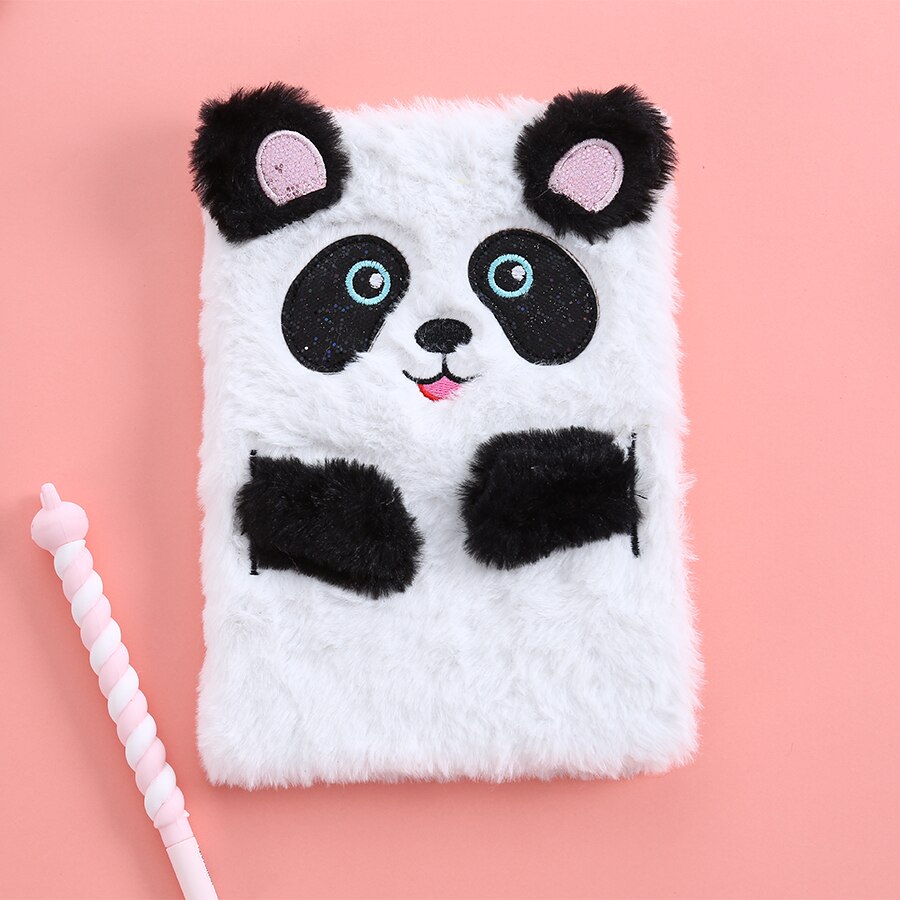 Preppy fourrure étudiant cahier mignon Panda étudiant dessin animé cahier avec ligne journal livre pour l'école hebdomadaire Plan Note