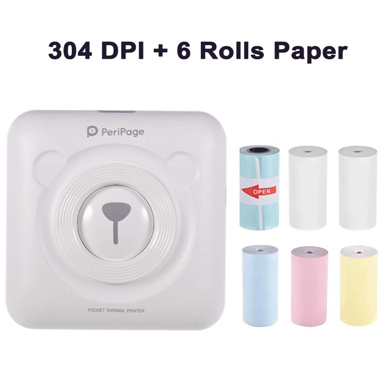 Peripage Foto Pocket Mini Thermische Printer 304 Dpi 58Mm Thermische Bluetooth Portable Mobiele Telefoon Printer Voor Android Ios: 304 WH 6 Mixed