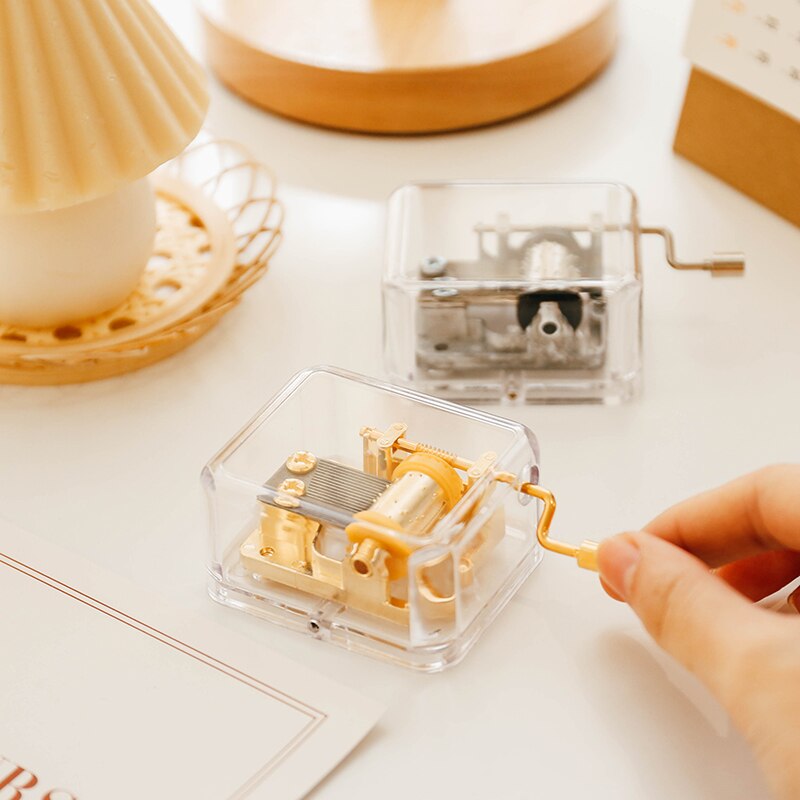 Birthday Transparent Music Boxes Hand-cranked Clockwork Music Box Mini Retro Clockwork Music Box