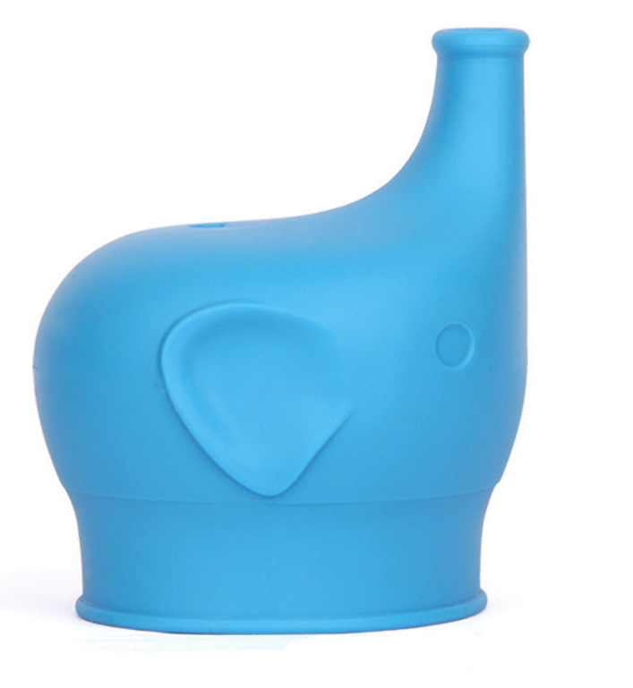 Kids Siliconen Sippy Deksels Reuseable Rekbaar Lekvrij Voor Flesvoeding: Blue Elephant