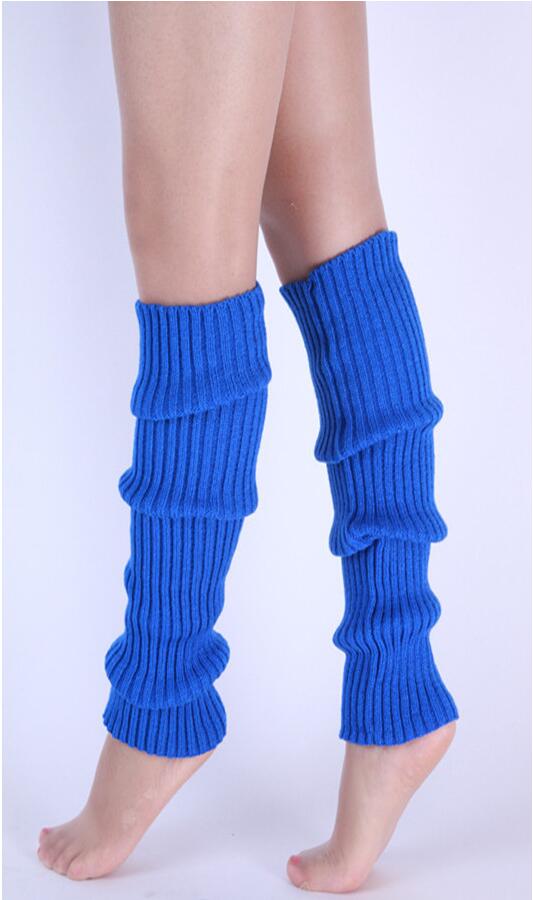 Kvinder benvarmere solide benvarmere slik farvehæklet strikket lange benvarmere knæhøje varme støvlesokker kvinder: Blå
