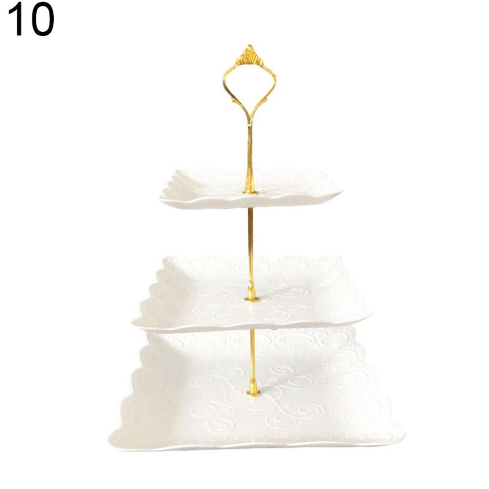 2/3 Tiers Fruit Cake Plate Holder Stand Home Festival Party Dessert Storage Rack Round/square/flower Dessert Plates Storage Rack: 10