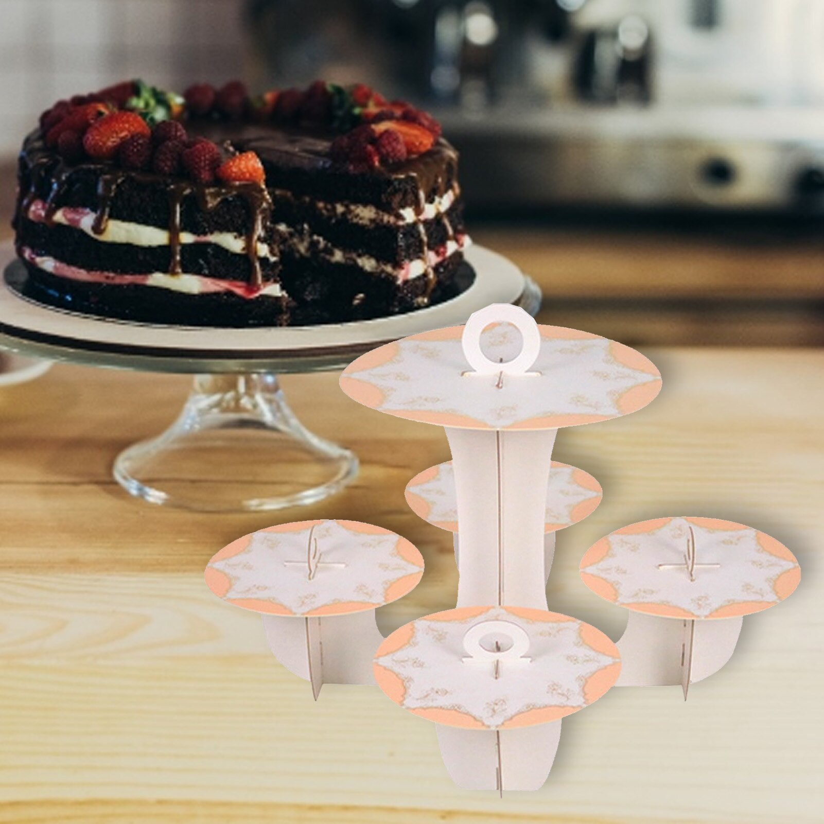 Disposable paper 5-layer cake stand, birthday party supplies, multi-layer dessert tray