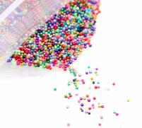 50g små glasperler ting ab gennemsigtige mini runde dekorationer til diy harpiks håndværk blandede farve kaviar perler negle tilbehør: Flerfarvet