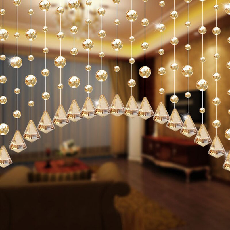 Krystal glas perle gardin indendørs hjem stue soveværelse kontor vindue dørdeler bryllup dekoration perle gardin: Champagne