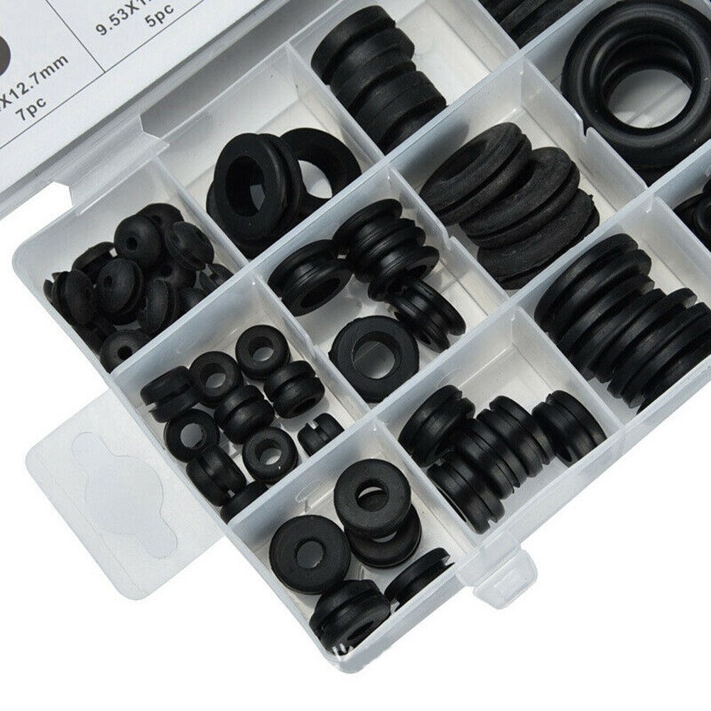 170-Delig Zwart Rubber Grommet Set - Doorvoertule Assortiment en Stoppen Voor Mechanische Pluggen, Auto's, Machines, Waterleidingen, Pompen