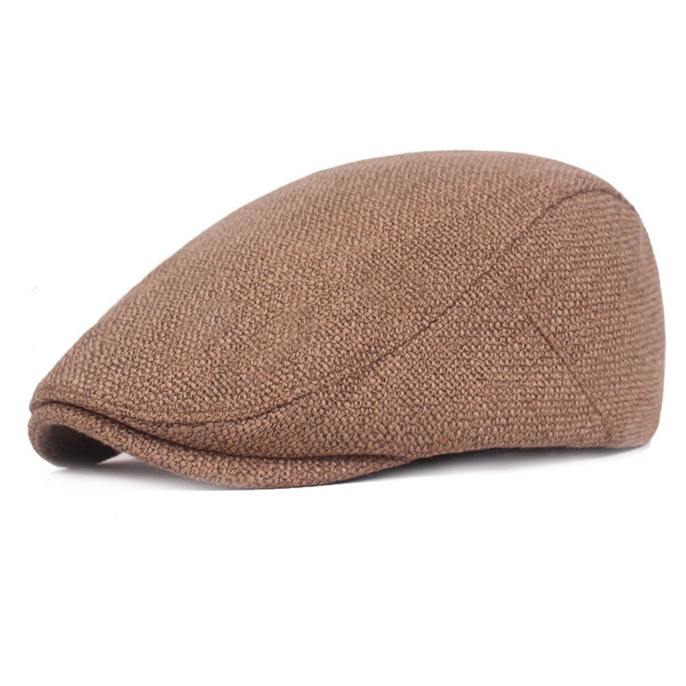Hommes coton lin béret chapeaux pour femmes Vintage décontracté unisexe solide béret casquettes visière extérieur voyage casquette plate: coffee