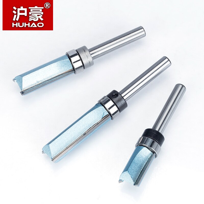 HUHAO 12.7 to 38mm Shank Flush Trim Router Bit Straight Bit Tungsten Woodworking Milling Cutter Tool